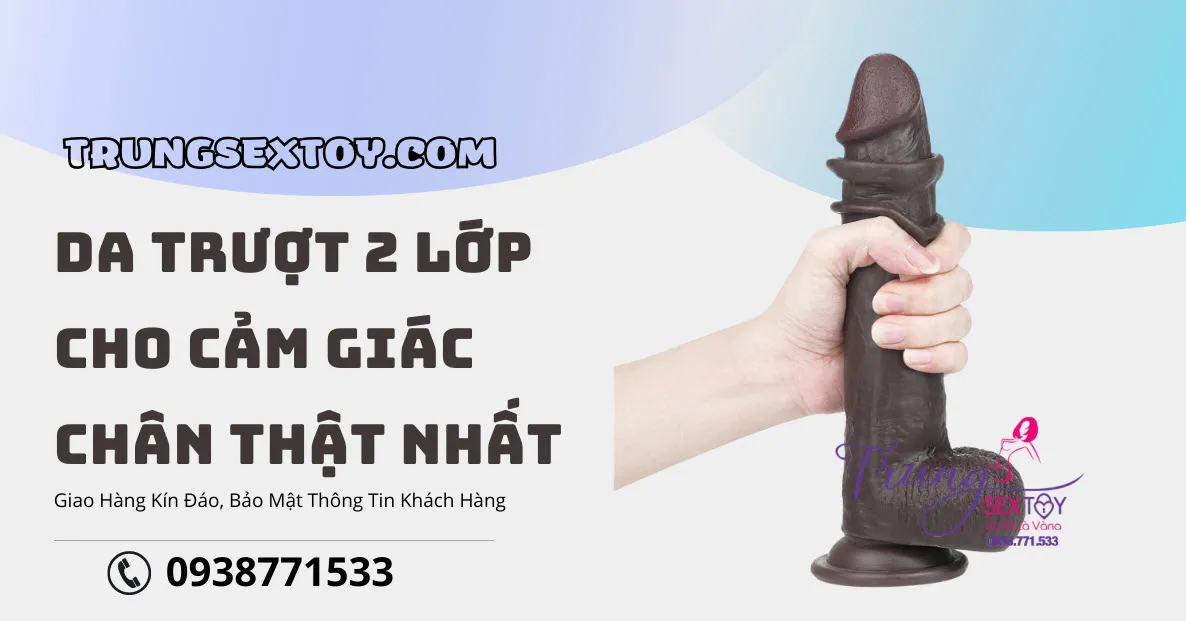 Dương vật giả gắn tường 2 lớp Lovetoy da trượt kích thước 23cm