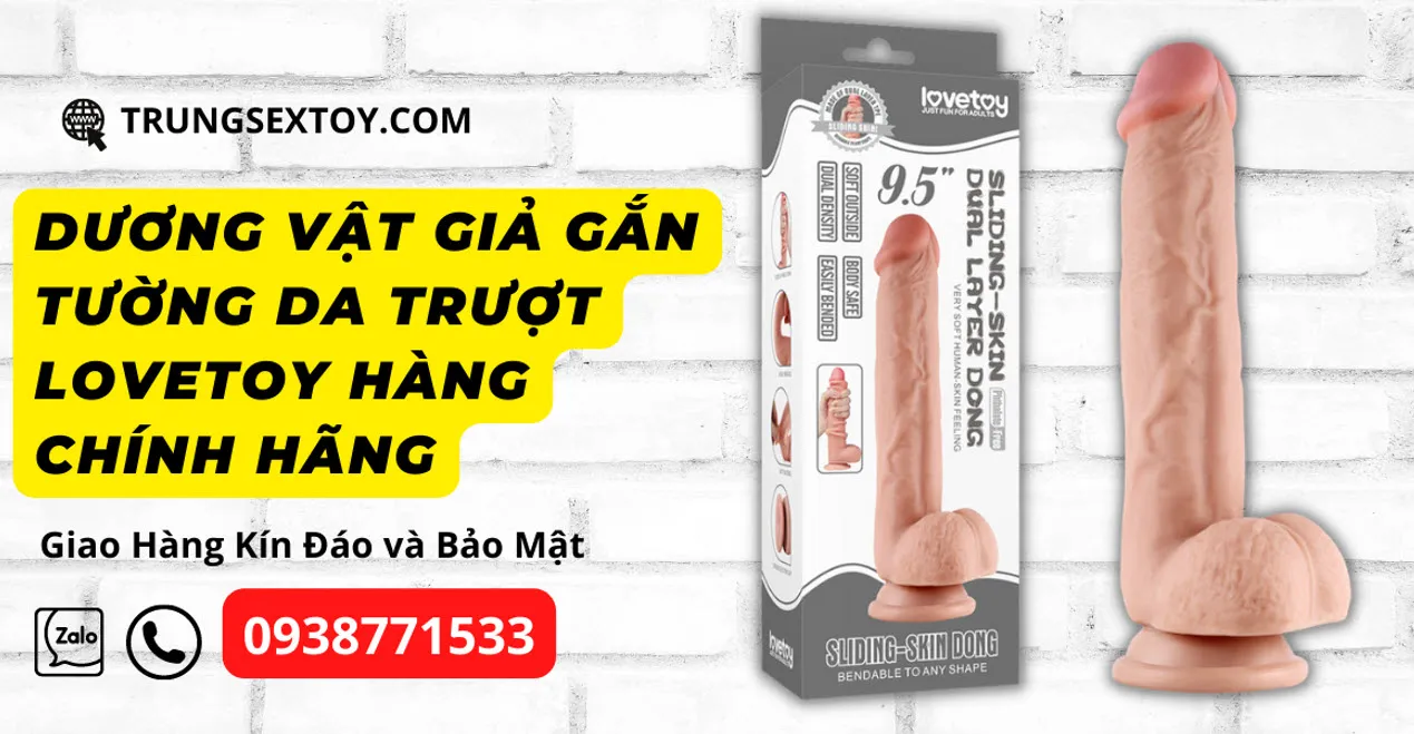 Dương vật giả gắn tường da trượt Lovetoy 9 inch khoái cảm đỉnh cao