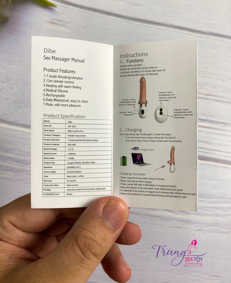 Dương vật giả Dibe điều khiển từ xa rung nhiệt siêu phê hút