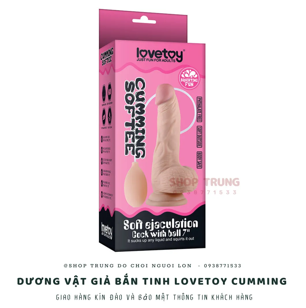 Dương vật giả bắn tinh Lovetoy silicon TPE rung điểm G chân thực