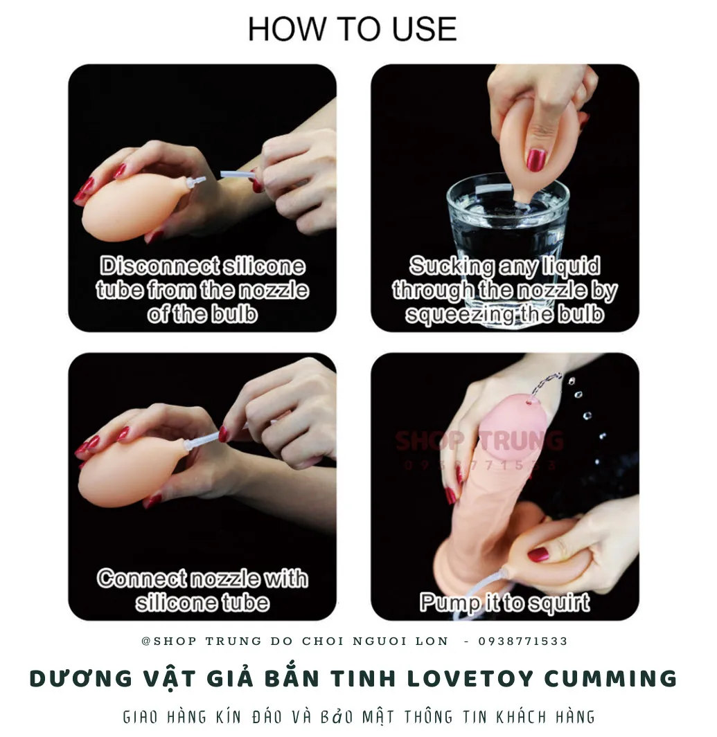 Dương vật giả bắn tinh Lovetoy silicon TPE rung điểm G chân thực