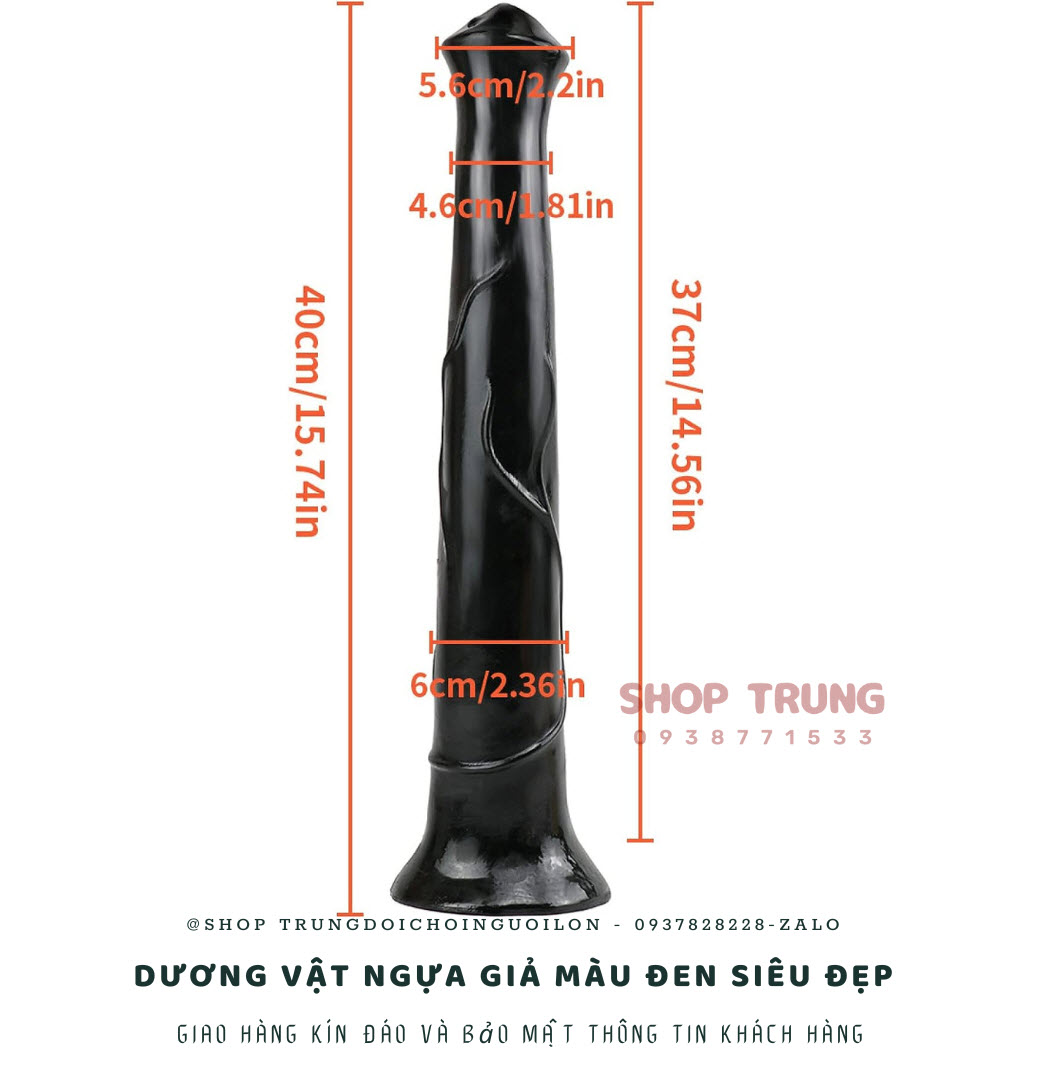 Dương vật giả ngựa 40cm đen hít tường siêu thật kích thích