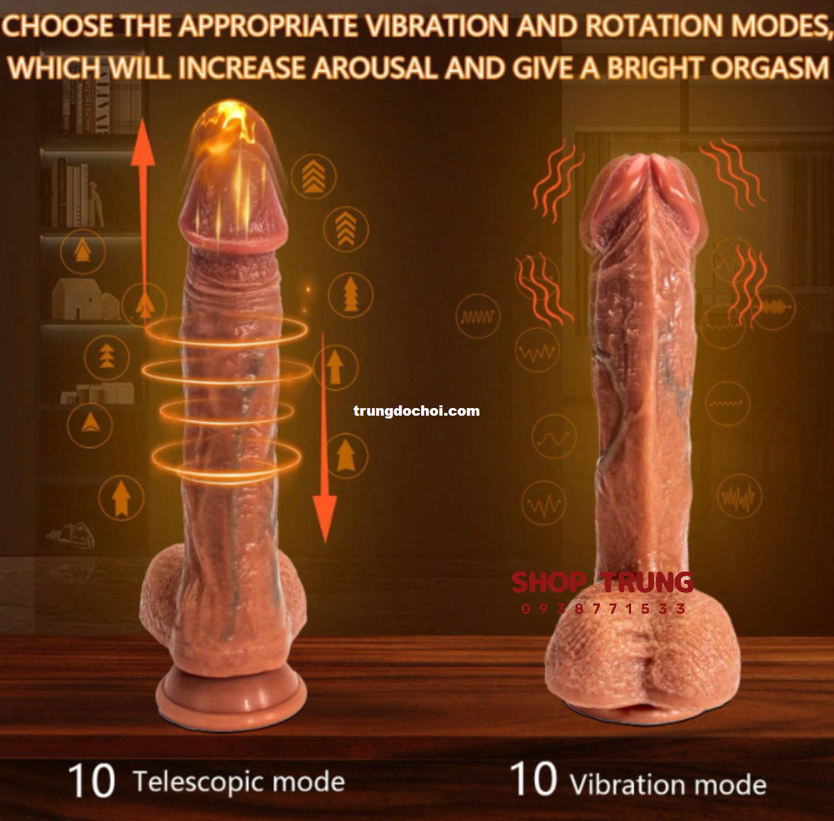 Dương Vật Giả Rung Thụt 10 Chế Độ Điều Khiển APP Siêu Thực
