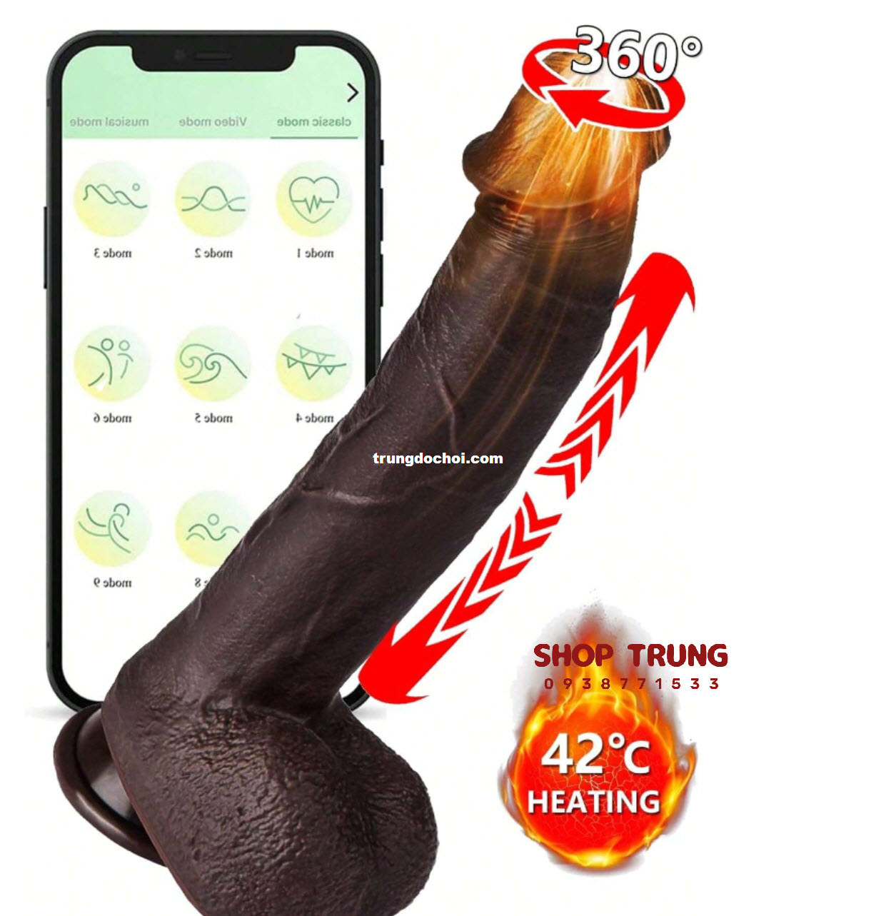 Dương Vật Giả Rung Thụt 10 Chế Độ APP Tăng Khoái Cảm Nhanh