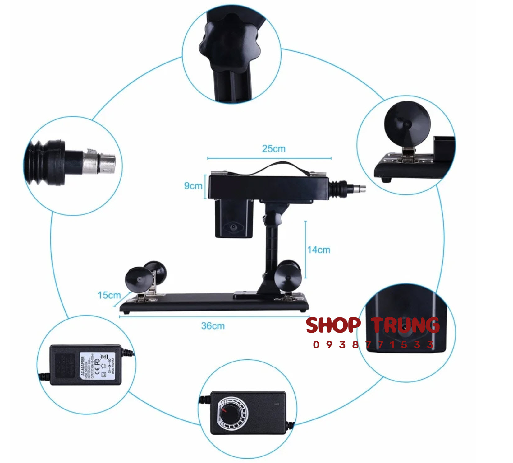 Máy rung tự động Machine Gun 6 đầu nữ kích thích mạnh mẽ