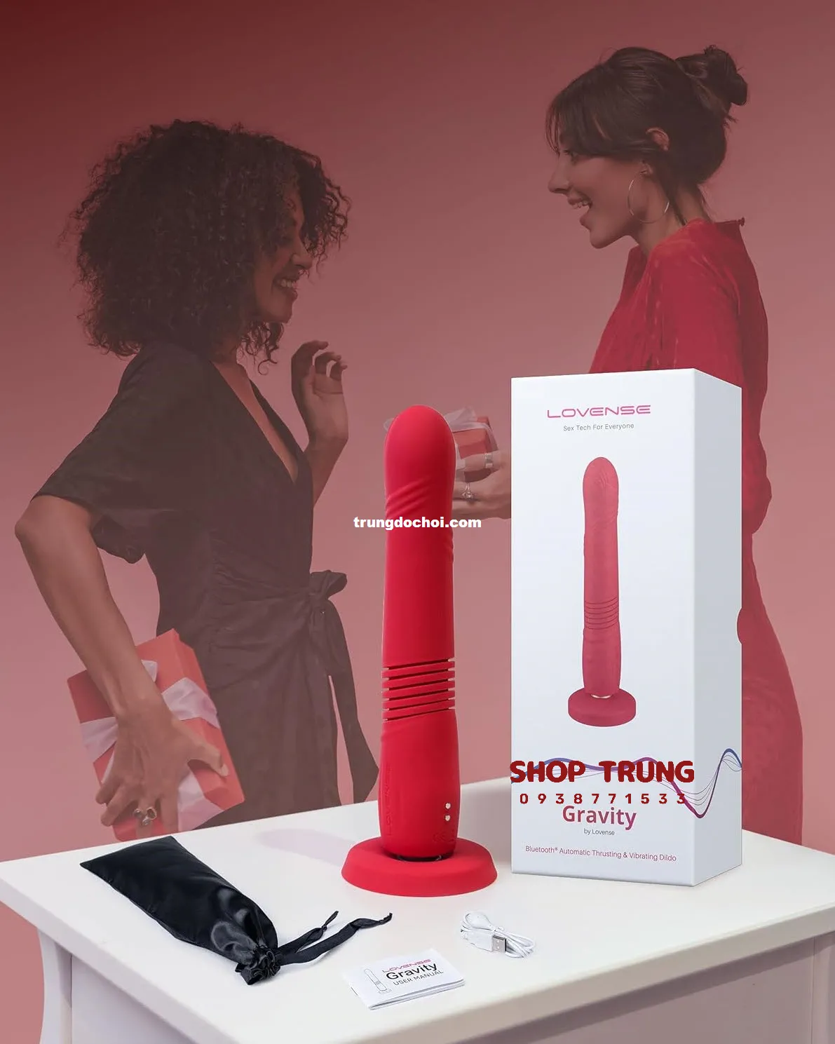 Dương vật giả Lovense Gravity rung thụt app điều khiển từ xa chính hãng