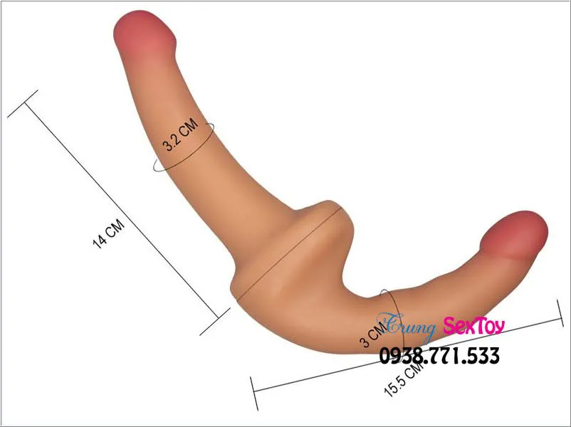 Dương vật giả Lovetoy hai đầu rung nhiều tần số silicon mềm