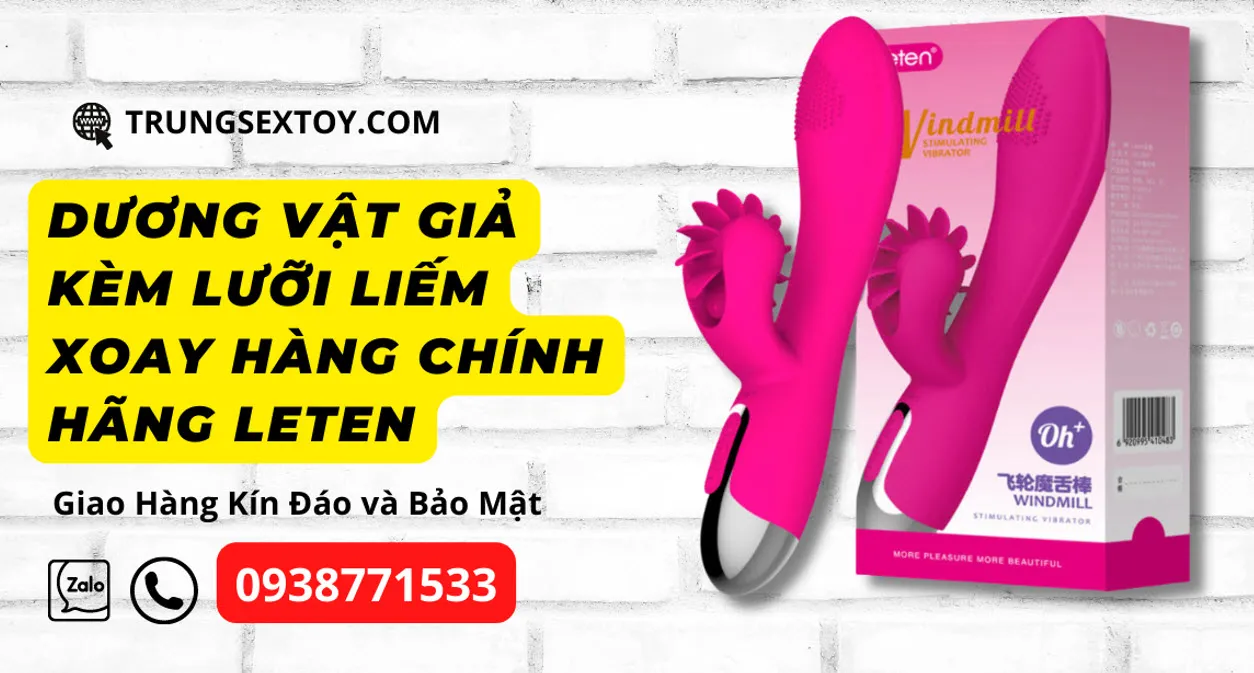 Dương vật giả kèm lưỡi liếm Leten silicon ABS rung kích thích nữ