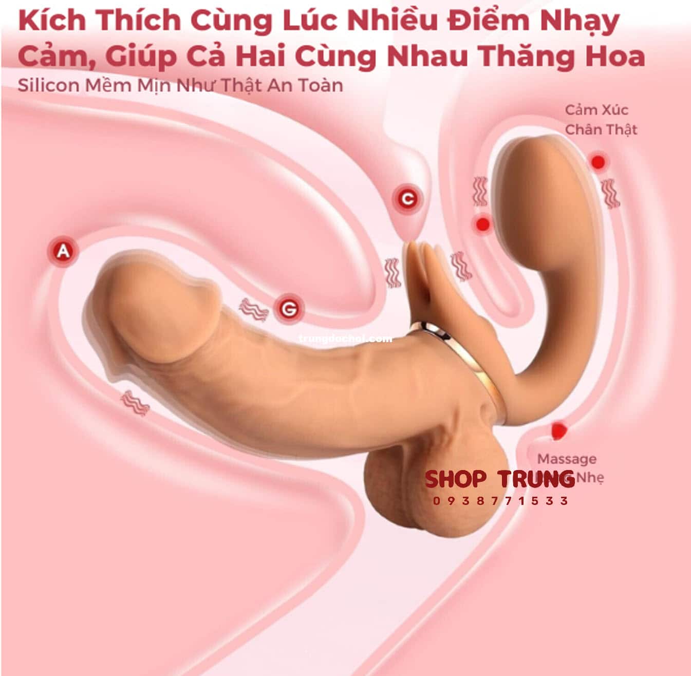 Dương Vật Giả Yeain 2 Đầu Rung Thụt 9 Chế Độ - Siêu Mềm