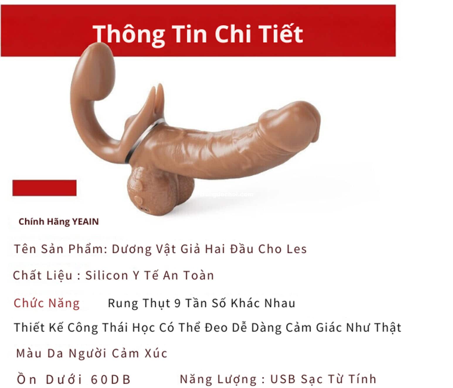 Dương Vật Giả Hai Đầu Yeain Rung Thụt 9 Tần Số Hút Mạnh