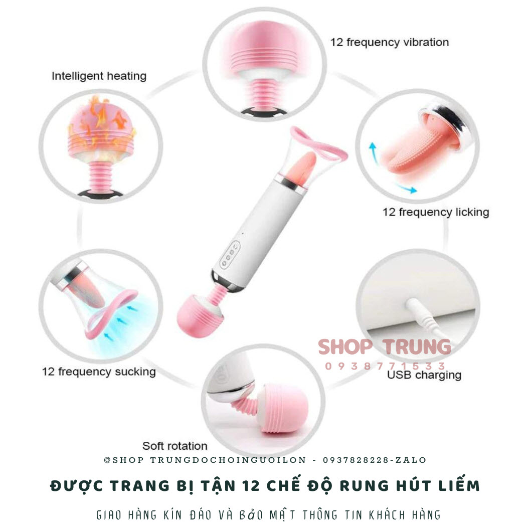 Máy Massage Âm Đạo 3 Trong 1 Rung Hút Liếm Kích Thích Mạnh Mẽ