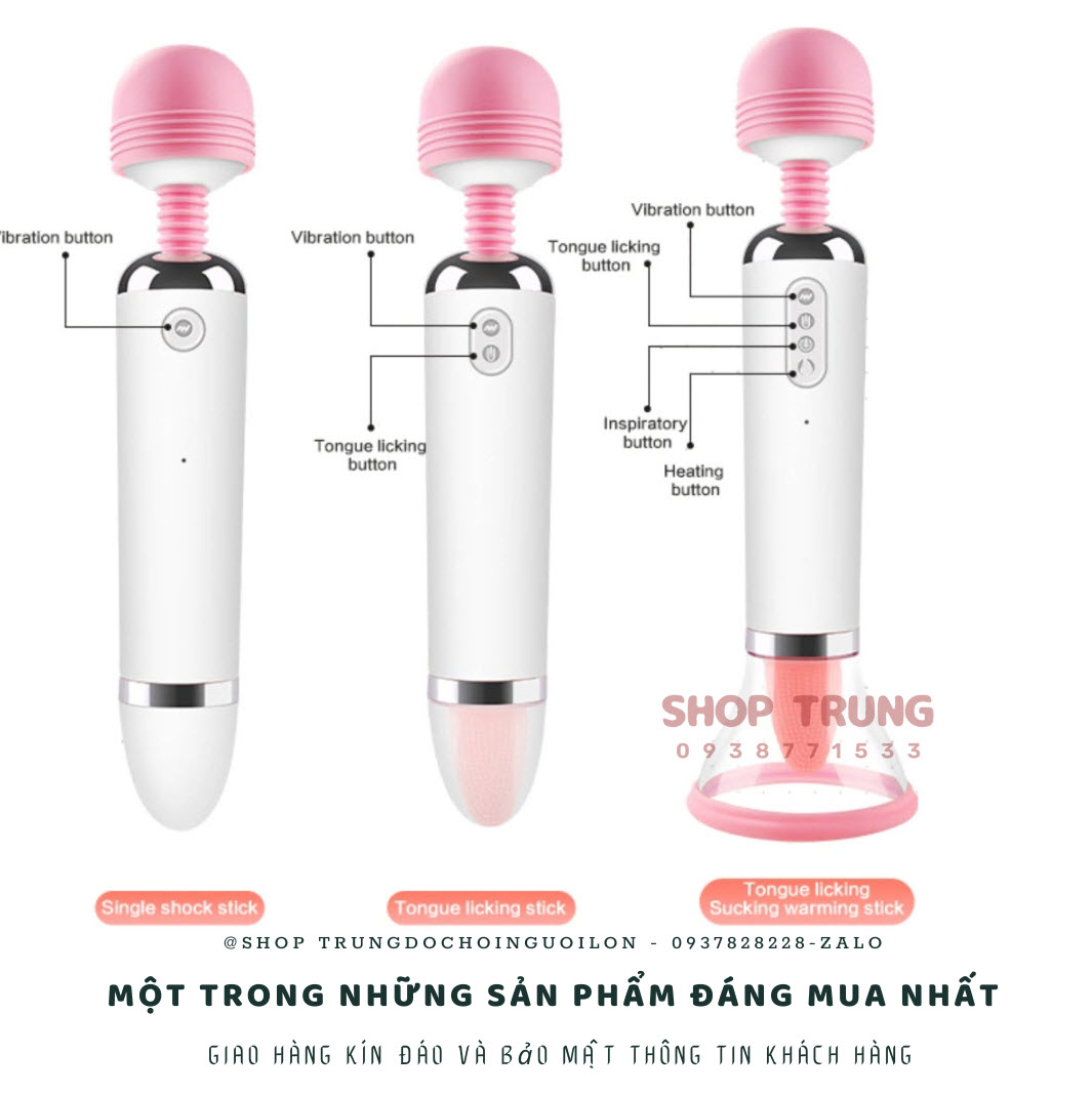 Máy Massage Âm Đạo 3 Trong 1 Rung Hút Liếm Kích Thích Mạnh Mẽ