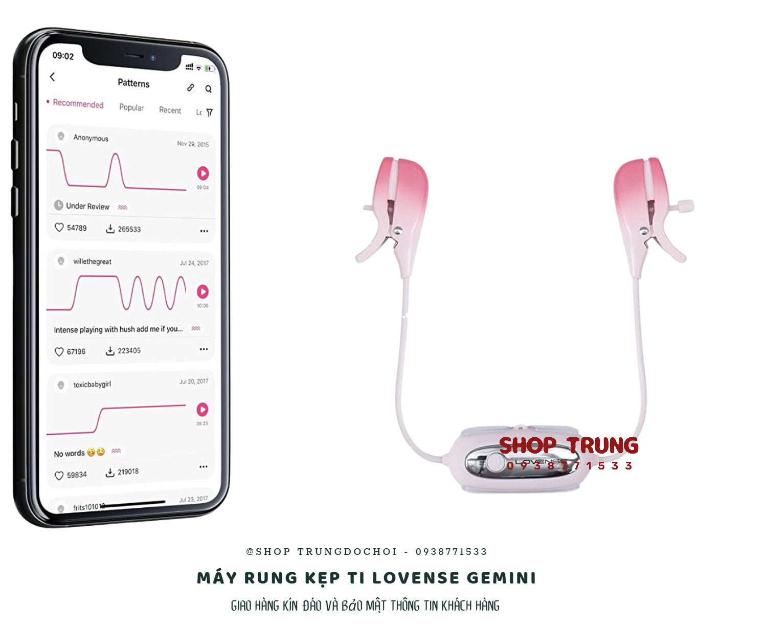 Máy Rung Kẹp Ti Lovense Gemini Hấp Dẫn Trải Nghiệm Sướng