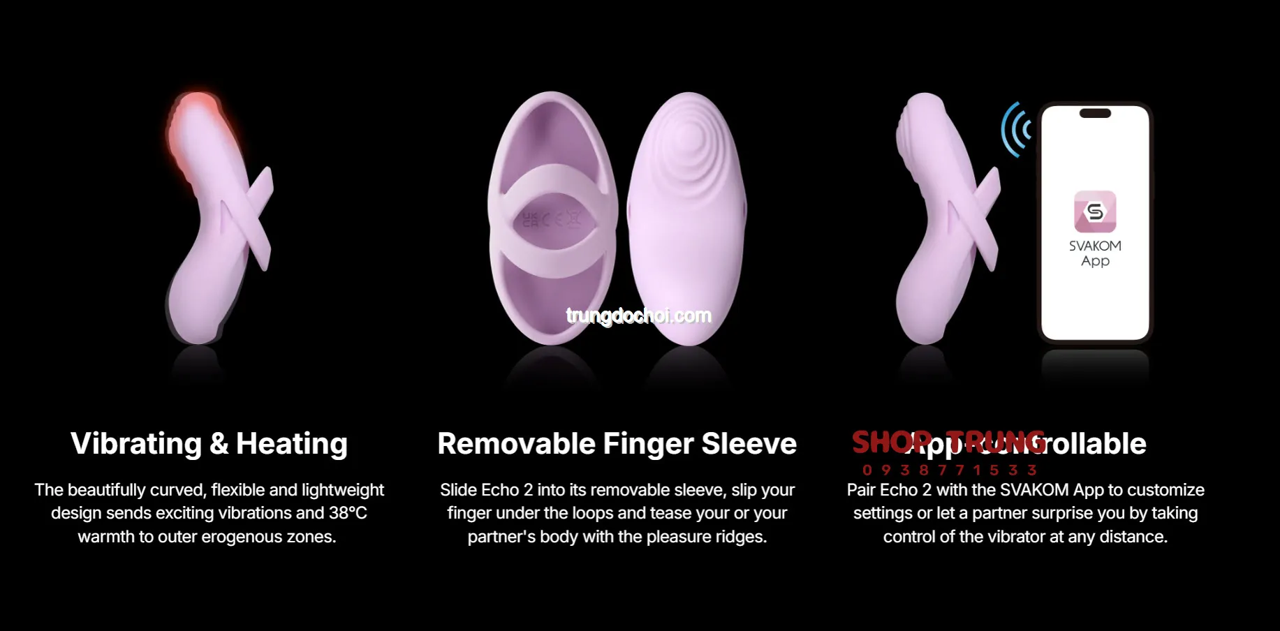 SVAKOM Echo 2 máy rung ngón tay mini công nghệ đỉnh cao cao cấp