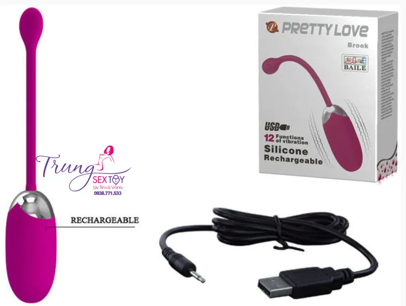 Trứng rung Prettylove Brook mềm mịn pin sạc 10 chế độ rung