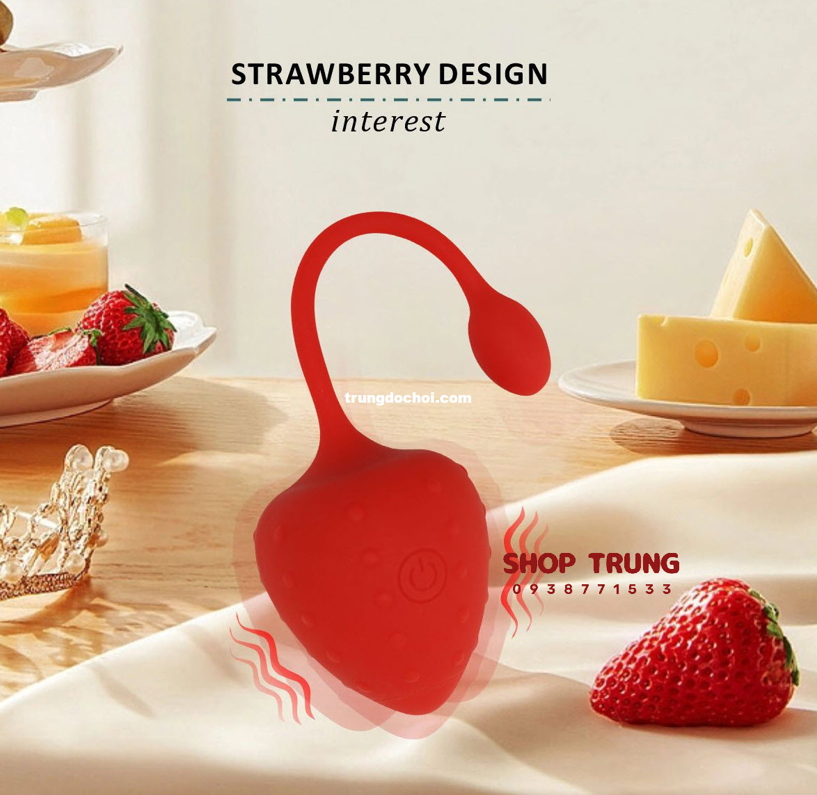 Trứng Rung Từ Xa Hình Dâu 9 Chế Độ Rung Cao Cấp