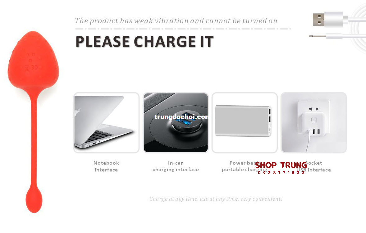 Trứng Rung Từ Xa Hình Dâu 9 Chế Độ Rung Cao Cấp