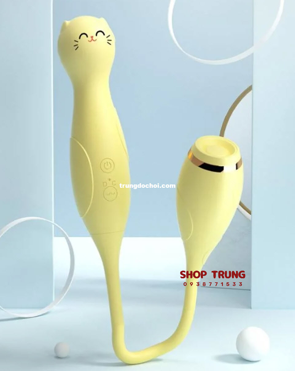 Trứng Rung Mini Hình Mèo 2 Đầu 10 Chế Độ Khuyến Mãi Hot