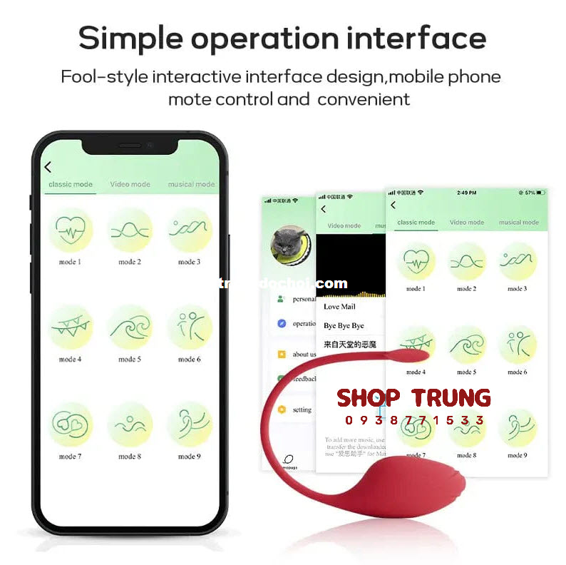 Trứng rung Succubus điều khiển qua app chống nước 9 chế độ rung độc đáo