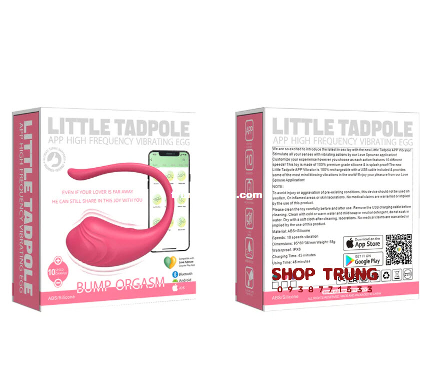Trứng Rung Little Tadpole điều khiển App kích thích cực đỉnh