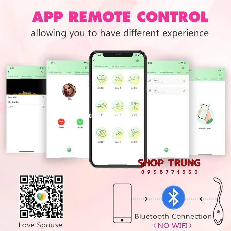 Trứng Rung Little Tadpole điều khiển App kích thích cực đỉnh