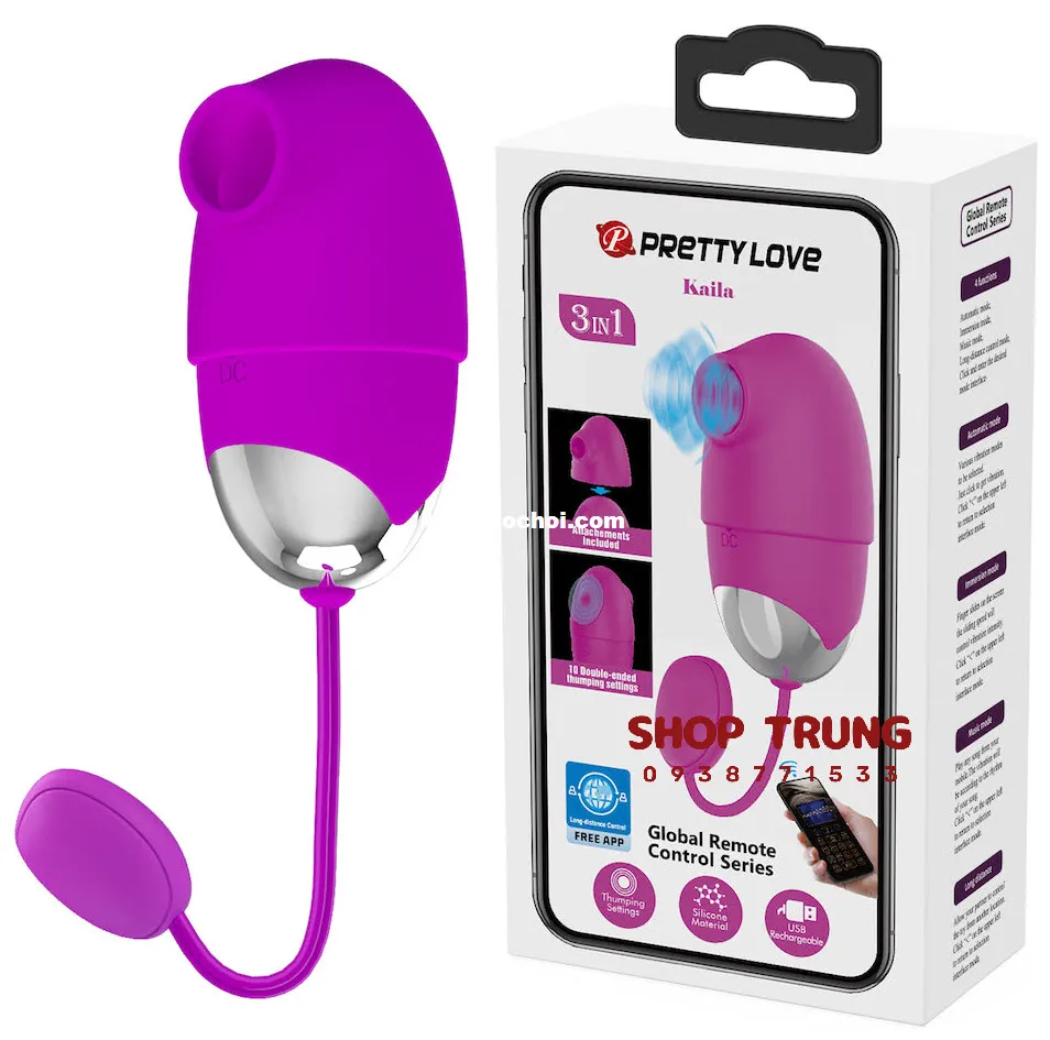 Trứng rung Pretty Love Kalila điều khiển từ xa nhiều chế độ rung USB sạc