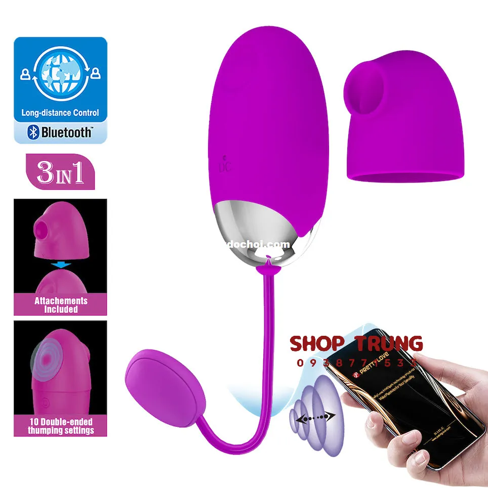 Trứng rung Pretty Love Kalila điều khiển từ xa nhiều chế độ rung USB sạc