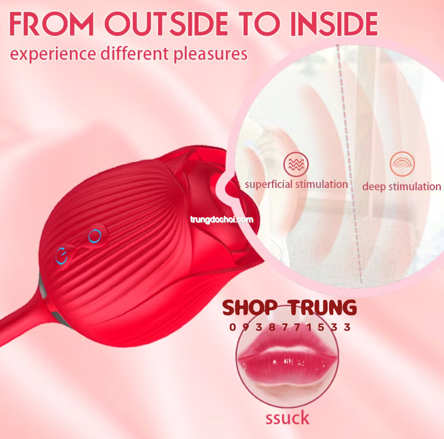 Hoa Hồng Rung Hút Đa Năng Sextoy Kích Thích Tận Đỉnh