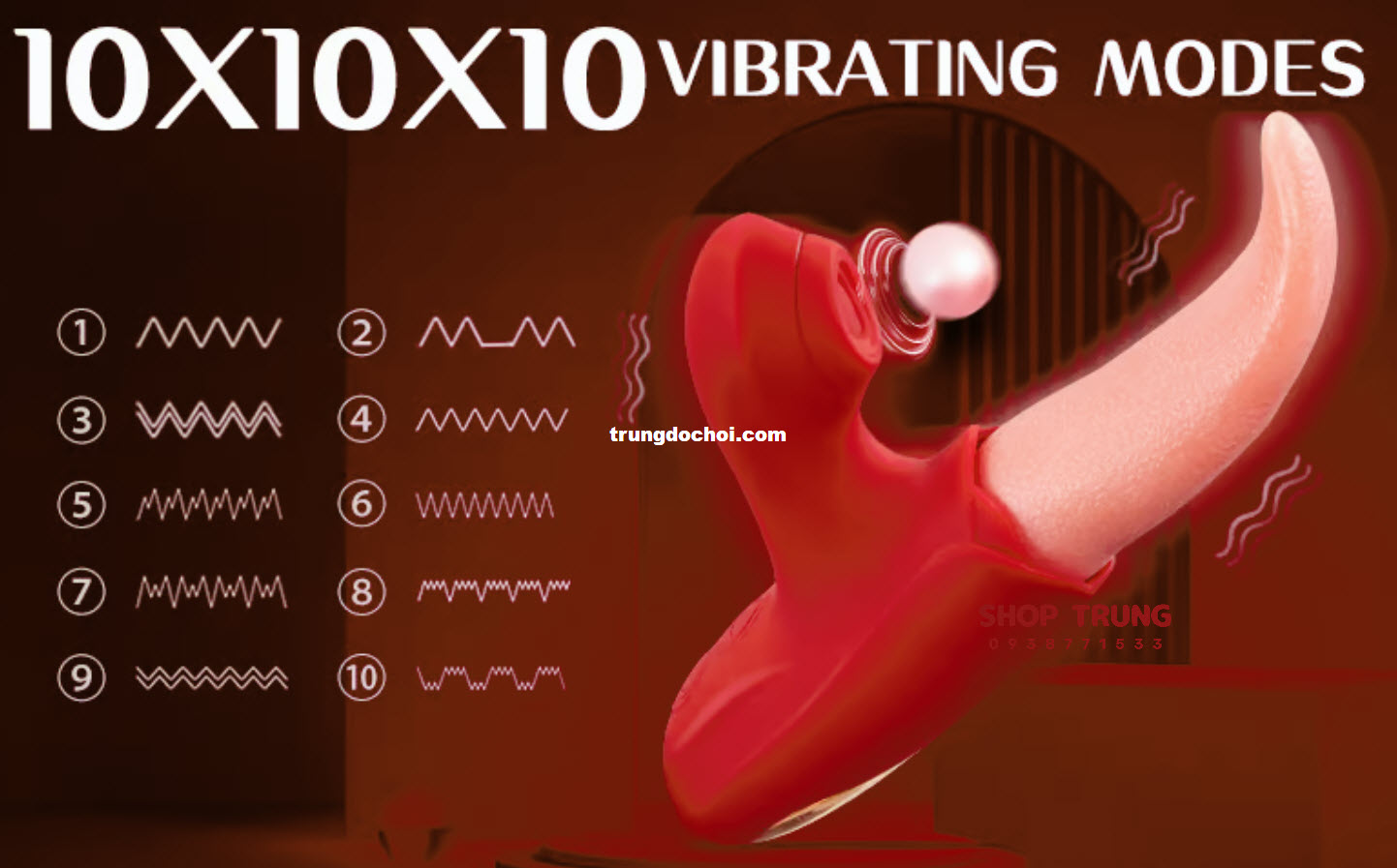 Lưỡi Rung Bú Mút 10 Chế Độ Mạnh Mẽ Đánh Thức Điểm G