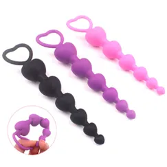 Chuỗi Hạt Trái Tim Kích Thích Hậu Môn Silicon Mềm Mịn 18.5cm 
