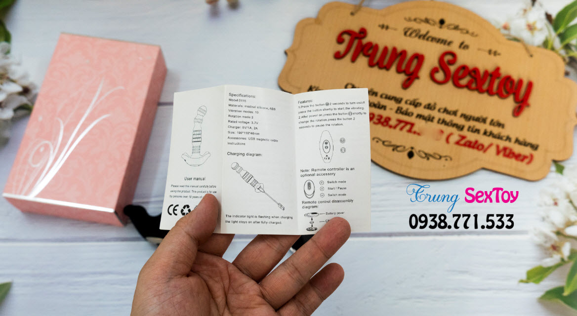 Rung Xoay Hậu Môn 360 Độ Điều Khiển Từ Xa Kích Thích Mạnh