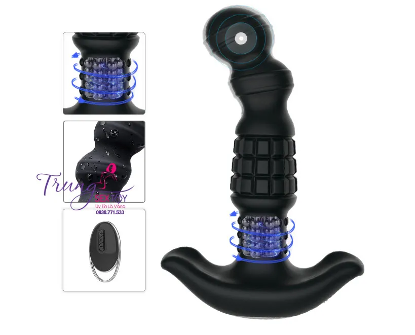 Rung Xoay Hậu Môn 360 Độ Điều Khiển Từ Xa Kích Thích Mạnh