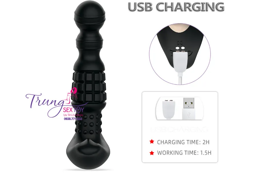 Rung Xoay Hậu Môn 360 Độ Điều Khiển Từ Xa Kích Thích Mạnh