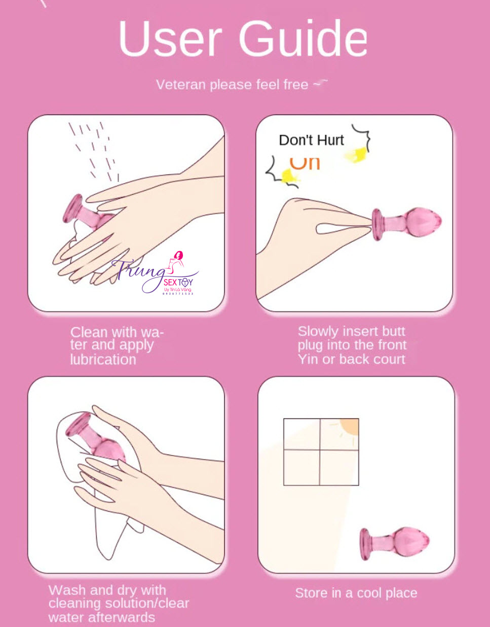 Phích cắm hậu môn thủy tinh siêu cute kích thích cảm giác mới lạ