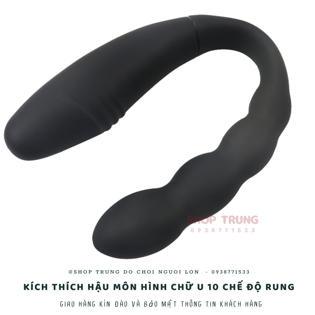 Remote Control U-Shaped Anal Vibrator with 10 Modes Black