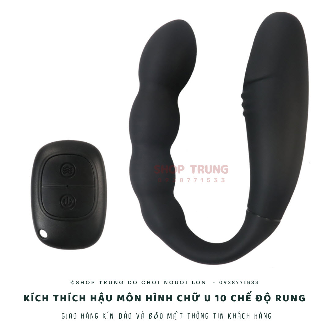 Remote Control U-Shaped Anal Vibrator with 10 Modes Black