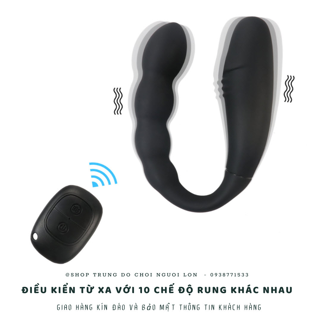 Remote Control U-Shaped Anal Vibrator with 10 Modes Black