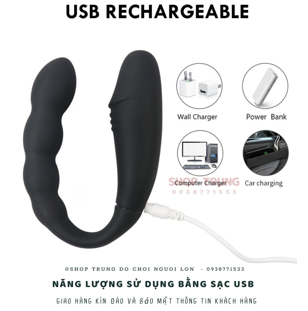 Remote Control U-Shaped Anal Vibrator with 10 Modes Black