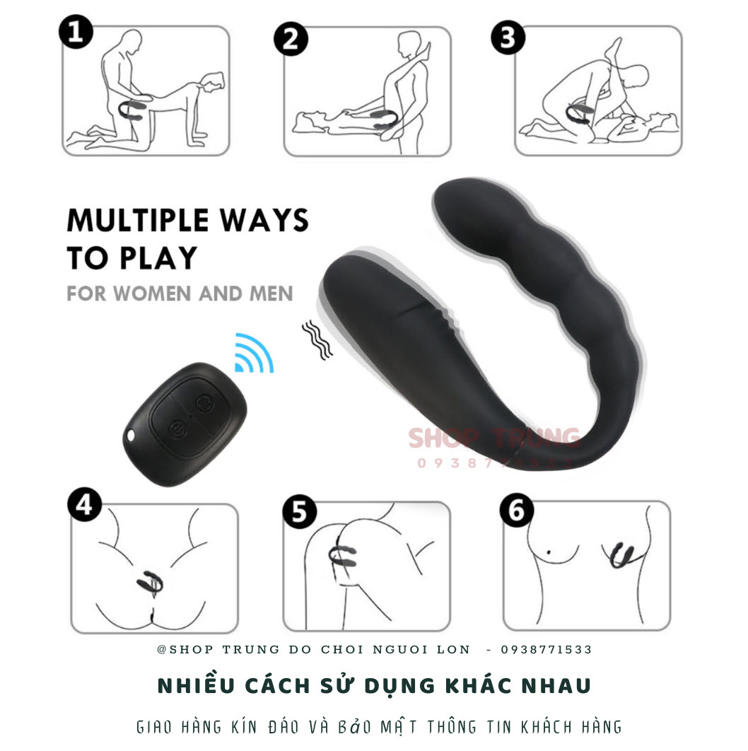 Remote Control U-Shaped Anal Vibrator with 10 Modes Black