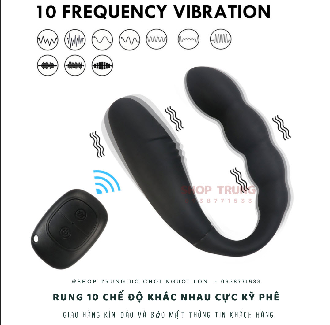 Remote Control U-Shaped Anal Vibrator with 10 Modes Black