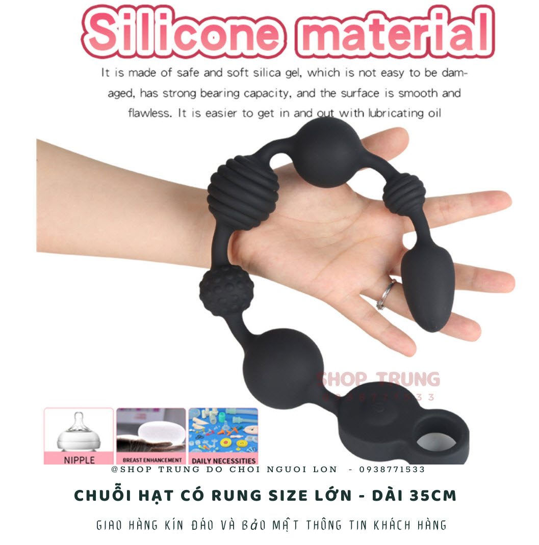 Chuỗi hạt rung 35cm kích thích hậu môn thoải mái dễ dùng Chuỗi hạt rung 35cm kích thích hậu môn thoải mái dễ dùng