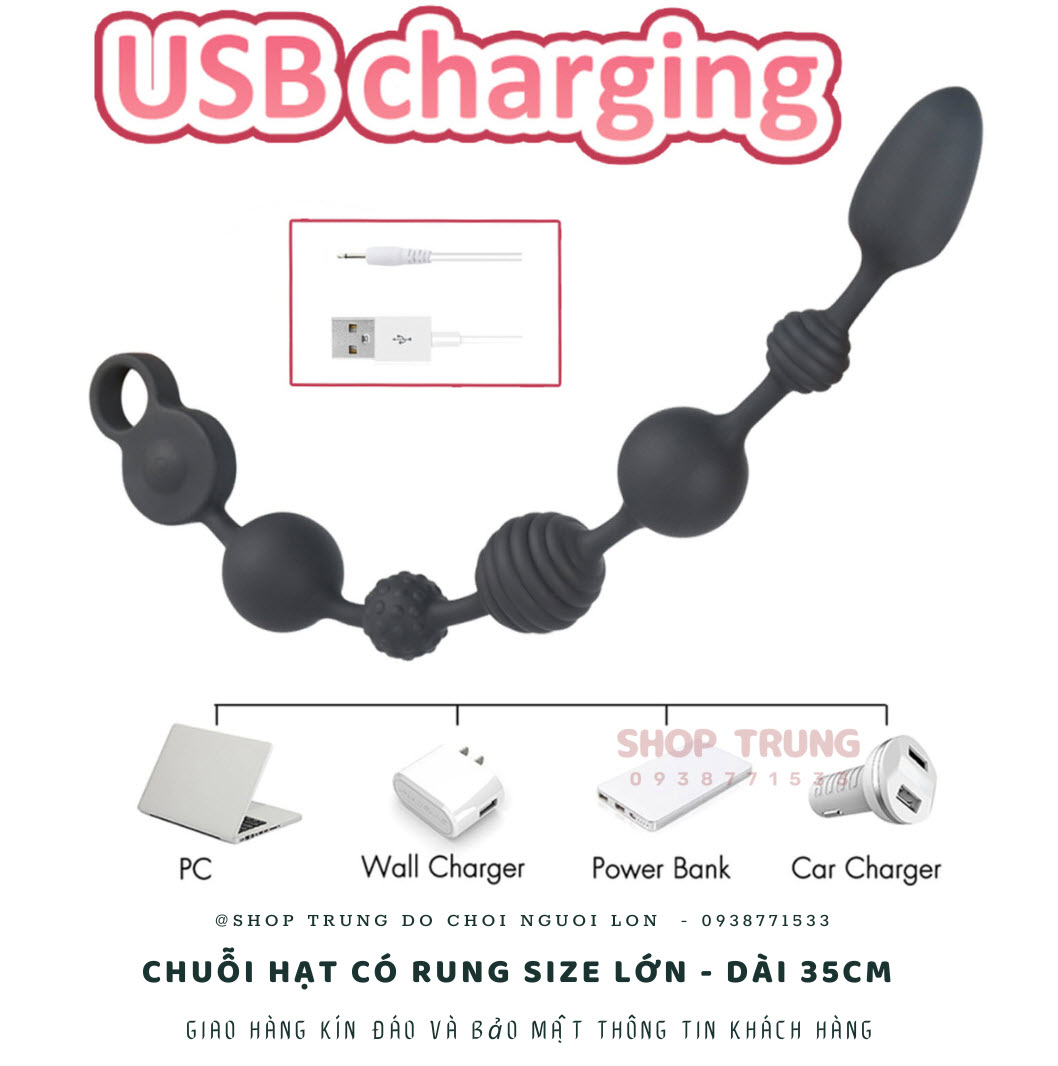 Chuỗi hạt rung 35cm kích thích hậu môn thoải mái dễ dùng Chuỗi hạt rung 35cm kích thích hậu môn thoải mái dễ dùng