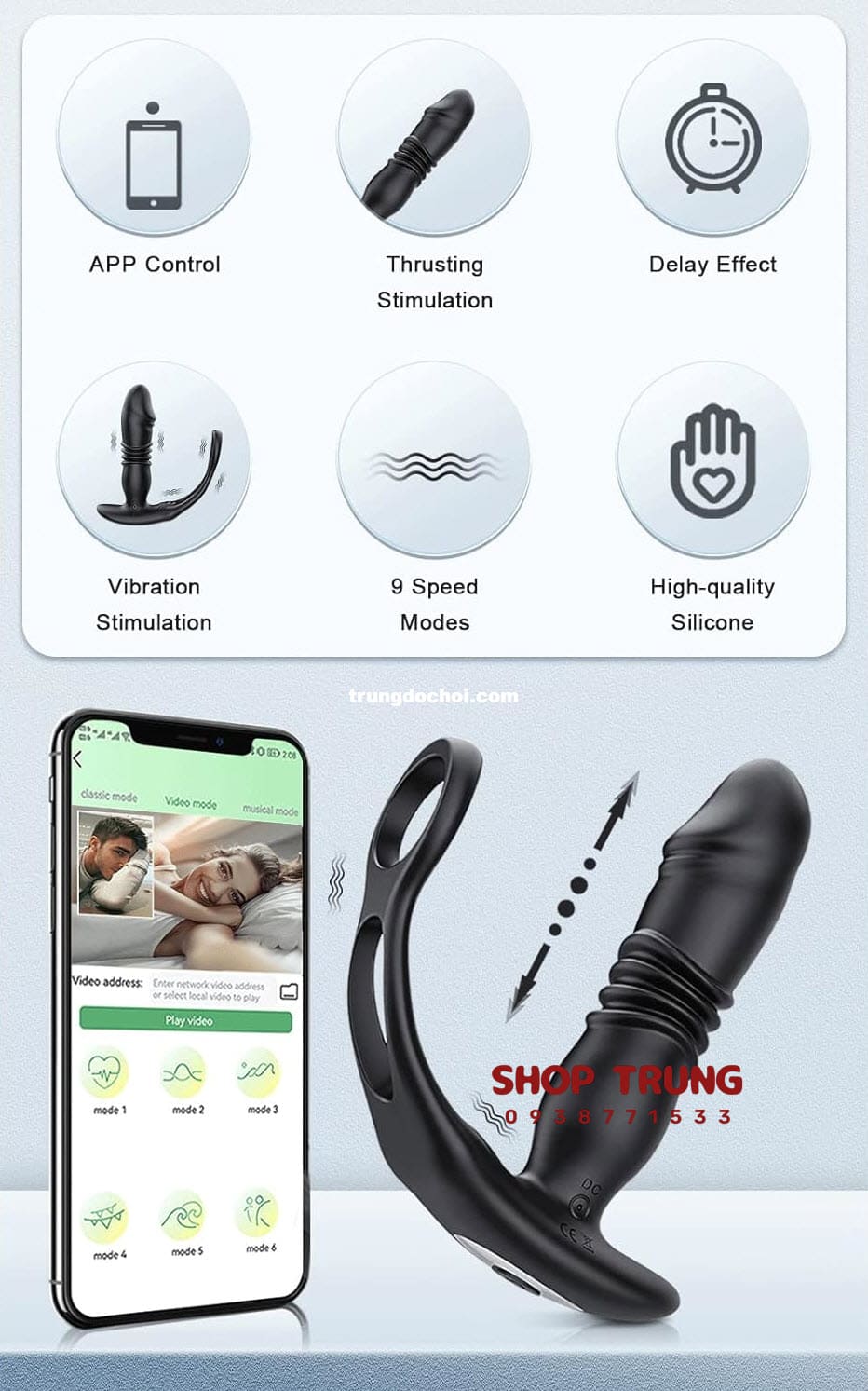 Thiết Bị Kích Thích Hậu Môn Điều Khiển Qua App Love Spouse An Toàn