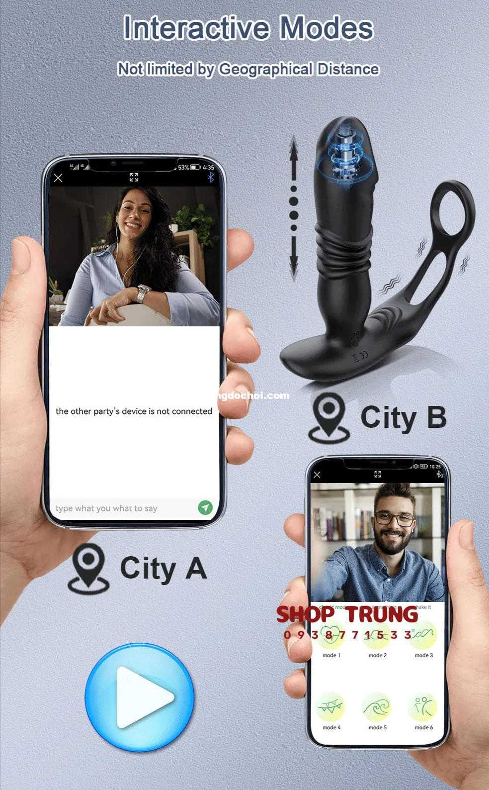 Kích thích hậu môn điều khiển app Love Spouse rung thụt đa chế độ
