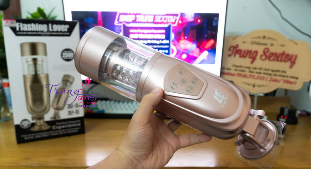 Máy thủ dâm Flashing Lover cao cấp rung thụt xoay LED