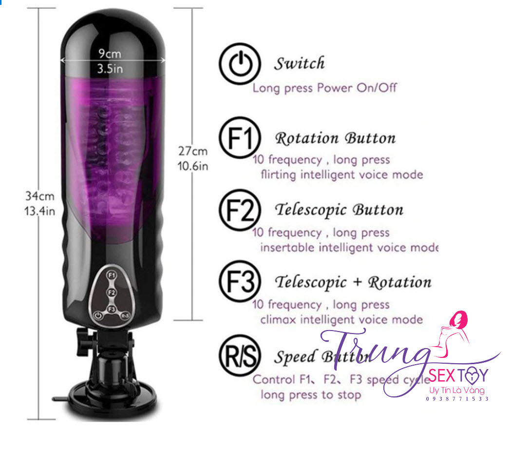 Máy thủ dâm EASYLOVE rung thụt tự động đa chế độ, cực sướng