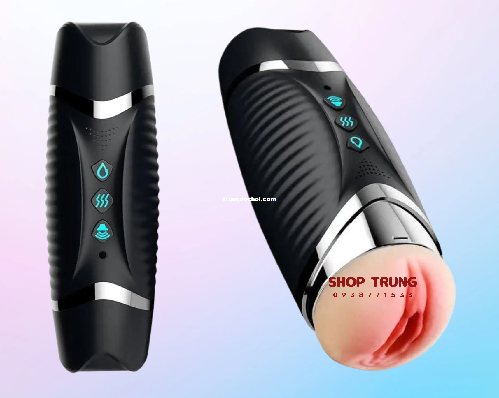 Âm đạo giả hai đầu đen rung phát âm có nhiệt độ đa tính năng