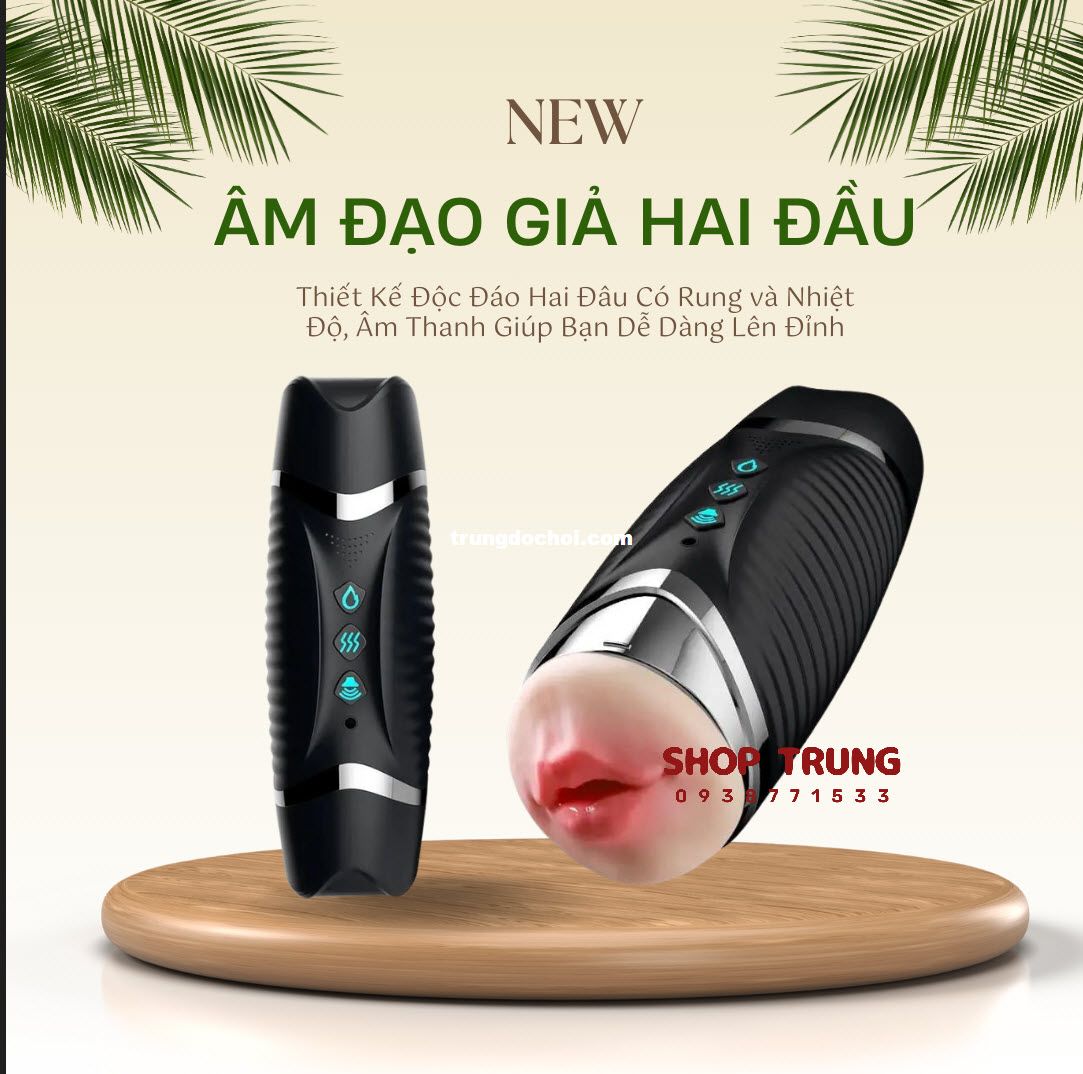 Âm đạo giả hai đầu đen rung phát âm có nhiệt độ đa tính năng