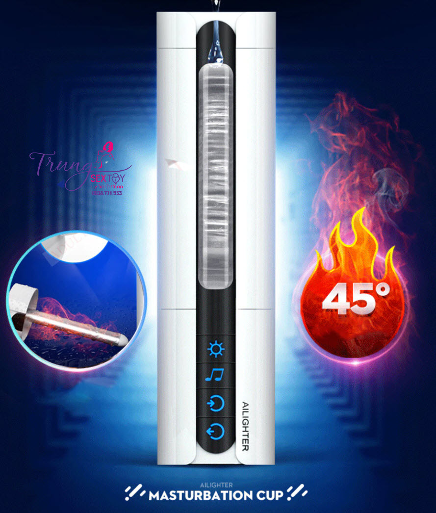 Máy bú mút tự động AILIGHTER AIRJET rung mạnh sưởi ấm 45°C