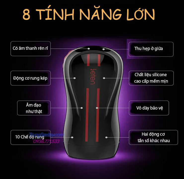Âm đạo giả Leten Electric Hip động cơ mạnh vuốt ve đã